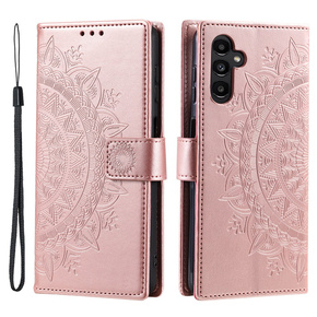 Klapkové puzdro pre Samsung Galaxy A25 5G, Mandala Flower, ružové + 9H sklo