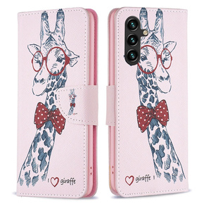 Klapkové puzdro pre Samsung Galaxy A35 5G, Wallet, Giraffe ružové