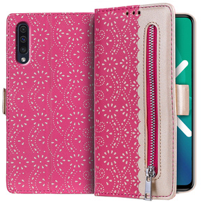 Klapkové puzdro pre Samsung Galaxy A50/A30s/A50s, Wallet Pocket Zipper Lace, ružové