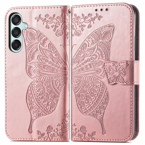 Klapkové puzdro pre Samsung Galaxy M15 5G, Butterfly, ružové rose gold