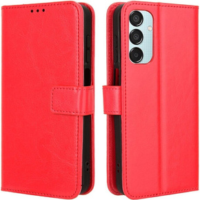 Klapkové puzdro pre Samsung Galaxy M15 5G, Crazy Horse Wallet, červené