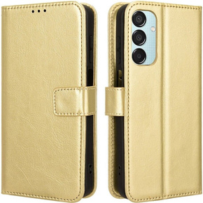 Klapkové puzdro pre Samsung Galaxy M15 5G, Crazy Horse Wallet, zlaté