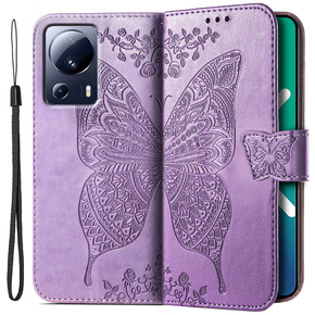 Klapkové puzdro pre Xiaomi 13 Lite, Butterfly, fialové