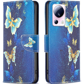 Klapkové puzdro pre Xiaomi 13 Lite, Wallet, butterfly, modré