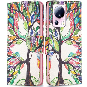 Klapkové puzdro pre Xiaomi 13 Lite, Wallet, tree of life, biele