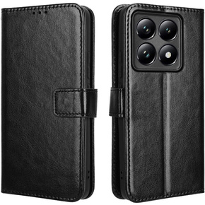 Klapkové puzdro pre Xiaomi 14T, Crazy Horse Wallet, čierne