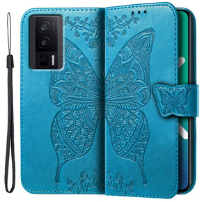 Klapkové puzdro pre Xiaomi Poco F5 Pro, Butterfly, modré
