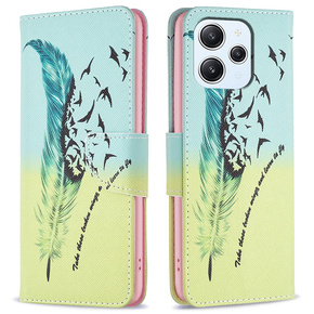 Klapkové puzdro pre Xiaomi Redmi 12 4G, Wallet, feather, modré