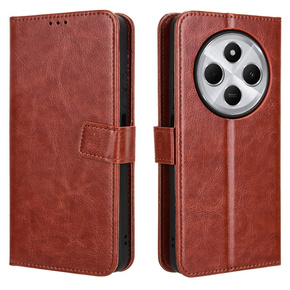 Klapkové puzdro pre Xiaomi Redmi 14C, Crazy Horse Wallet, hnedé