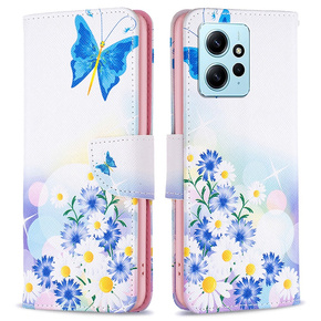 Klapkové puzdro pre Xiaomi Redmi Note 12 4G, butterfly and flowers, ružové