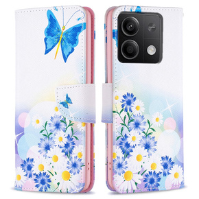 Klapkové puzdro pre Xiaomi Redmi Note 13 5G, Wallet, Butterfly & Flowers biele