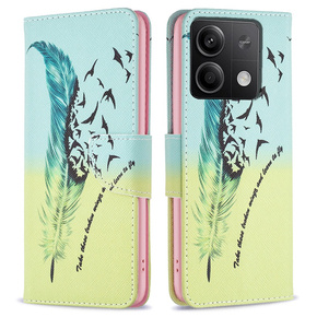 Klapkové puzdro pre Xiaomi Redmi Note 13 5G, Wallet, Feather modré / žlté