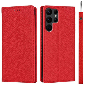 Kožené puzdro pre Samsung Galaxy S22 Ultra, ERBORD Grain Leather, červené