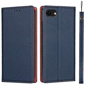 Kožené puzdro pre iPhone 7/8/SE 2020/SE 2022, ERBORD Grain Leather, tmavomodré