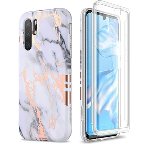 Obal na mobil pre Huawei P30 Pro, Suritch Full Body Marble, biele