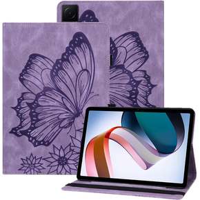 Obal na mobil pre Lenovo Tab M9, Wallet Pen Slot, butterflies, hnedé