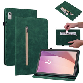 Obal na mobil pre Lenovo Tab M9, Wallet Pen Slot, zelený