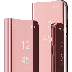 Obal na mobil pre Realme 9i / Oppo A96, Clear View, ružové rose gold