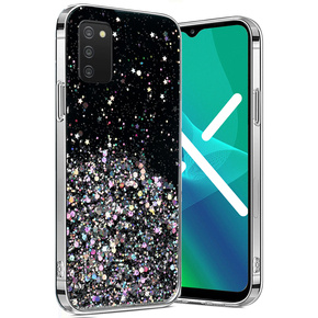 Obal na mobil pre Samsung Galaxy A03s, Glittery, čierne