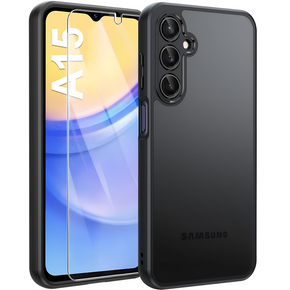 Obal na mobil pre Samsung Galaxy A15, Fusion, transparentné / čierne + 9H sklo