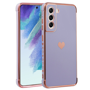Obal na mobil pre Samsung Galaxy S21 FE, Electro heart, fialové