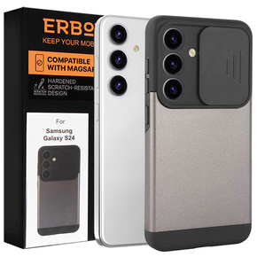 Obal na mobil pre Samsung Galaxy S24, ERBORD CamProtect Slide Camera, sivé gunmetal