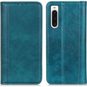 Obal na mobil pre Sony Xperia 10 V, Wallet Litchi Leather, zelený