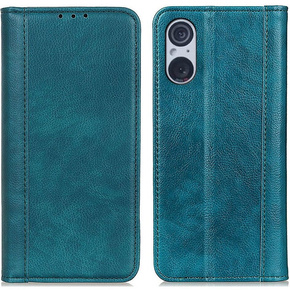Obal na mobil pre Sony Xperia 5 V, Wallet Litchi Leather, zelený