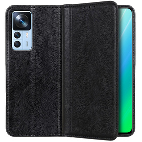 Obal na mobil pre Xiaomi 12T / 12T Pro, Wallet Litchi Leather, čierne