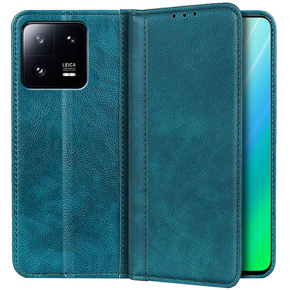 Obal na mobil pre Xiaomi 13, Wallet Litchi Leather, zelený