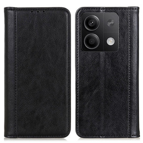 Obal na mobil pre Xiaomi Redmi Note 13 5G, Wallet Litchi Leather, čierne