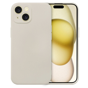 Obal na mobil pre iPhone 15, Silicone Lite, krémové
