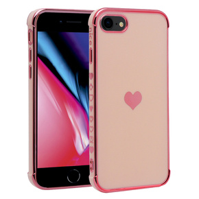 Obal na mobil pre iPhone 7/8/SE 2020/SE 2022, Electro heart, ružové rose gold