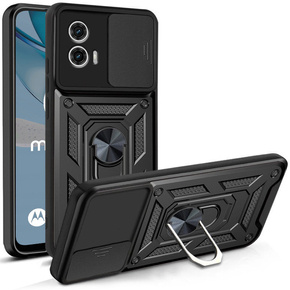 Pancierované puzdro pre Iphone 15 Pro Max, pancierovaný Slide Ring, čierne + 9H sklo