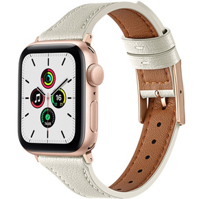 Pasek Skórzany do Apple Watch 1/2/3/4/5/6/7/8/SE/Ultra 42/44/45/49mm, Beżowy