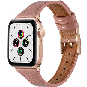 Pasek Skórzany do Apple Watch 1/2/3/4/5/6/7/8/SE/Ultra 42/44/45/49mm, Ciemnoróżowy