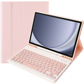 Puzdro + klávesnica Samsung Galaxy Tab A9+, Leather Pen Slot, ružové rose gold