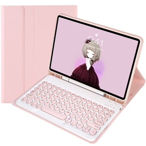 Puzdro + klávesnica Samsung Galaxy Tab A9+, Leather Pen Slot, ružové rose gold
