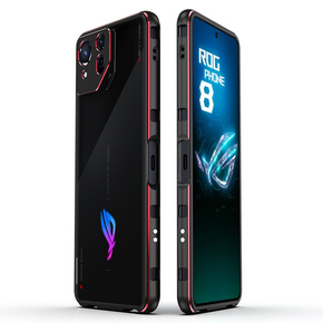 Puzdro pre ASUS ROG Phone 8 Pro, Armor Bumper, s krytom objektívu, čierna / červená