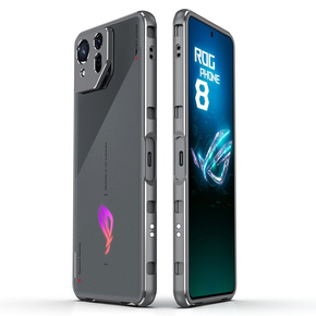 Puzdro pre ASUS ROG Phone 8 Pro, Armor Bumper, s krytom objektívu, sivá / strieborná