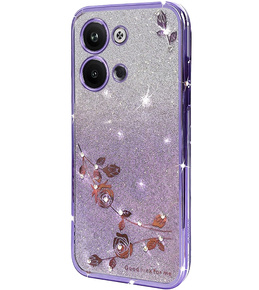 Puzdro pre Infinix Note 30 VIP, Glitter Flower, fialové