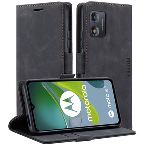 Puzdro pre Motorola Moto E13 4G, ERBORD Vintage, peňaženka s chlopňou, čierne