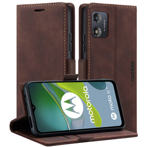 Puzdro pre Motorola Moto E13 4G, ERBORD Vintage, peňaženka s chlopňou, káva