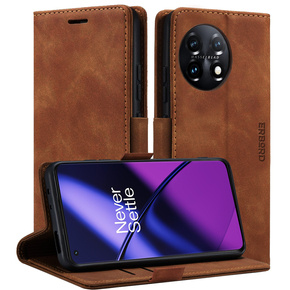 Puzdro pre OnePlus 11 5G, ERBORD Vintage, peňaženka s chlopňou, hnedé