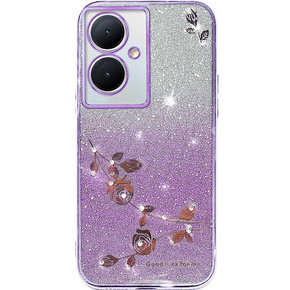 Puzdro pre Oppo A79 5G, Glitter Flower, fialové