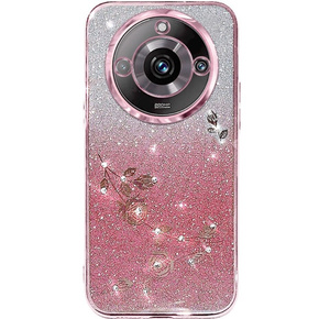 Puzdro pre Realme 11 Pro 5G / Pro+ 5G, Glitter Flower, ružové rose gold