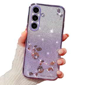 Puzdro pre Samsung Galaxy A05s 4G, Glitter Flower, fialové