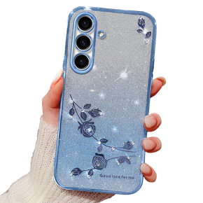 Puzdro pre Samsung Galaxy A05s 4G, Glitter Flower, modré