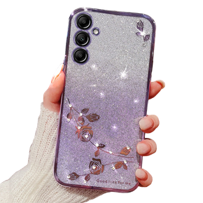 Puzdro pre Samsung Galaxy A35 5G, Glitter Flower, fialové