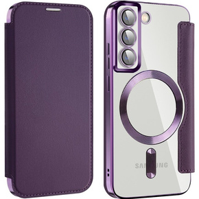 Puzdro pre Samsung Galaxy S22 5G, FlipMag Bezpečná peňaženka s chlopňou RFID, pre MagSafe, fialové